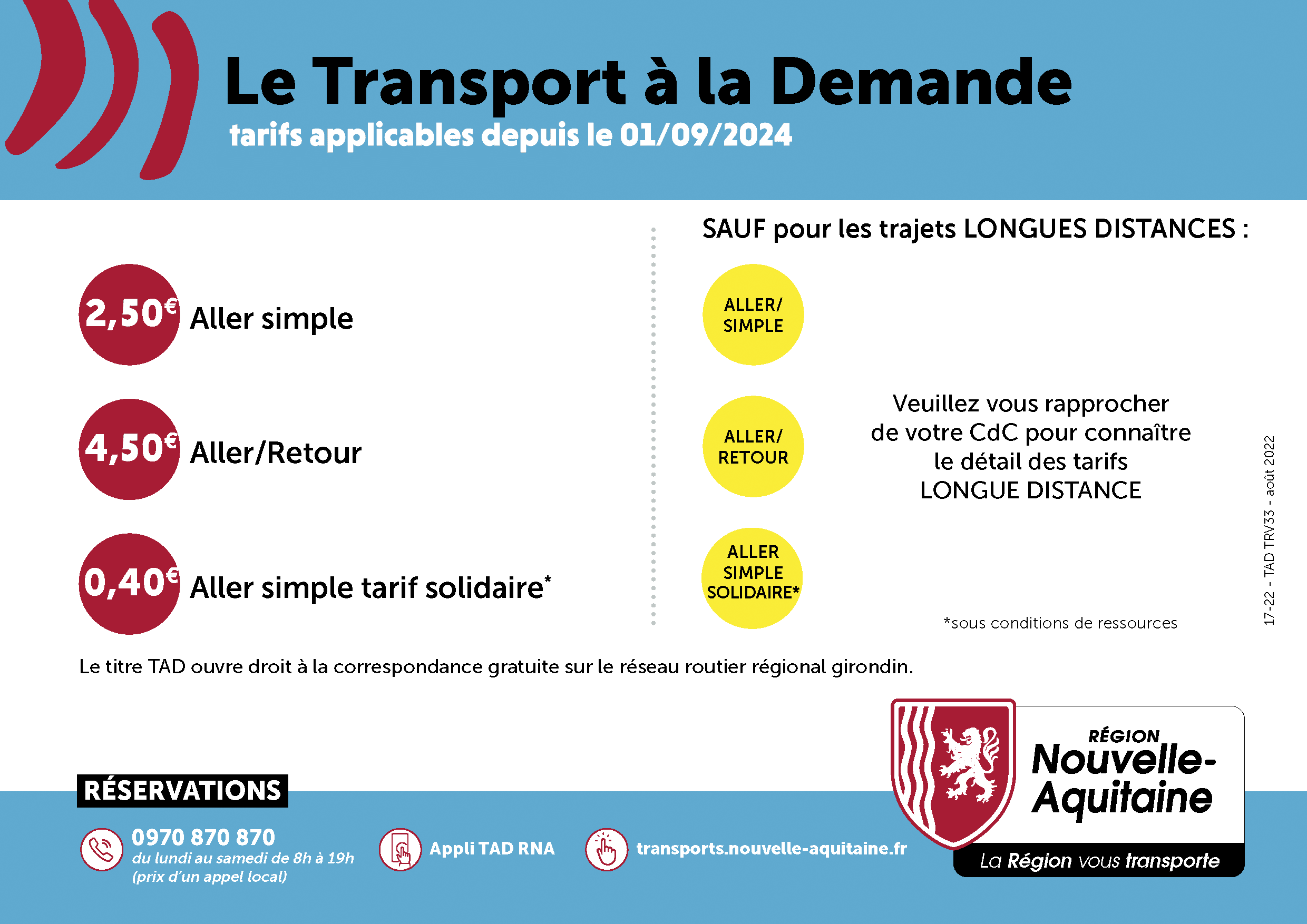 TRANSPORT A LA DEMANDE - RAPPEL TARIF (1/1)